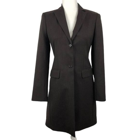 BCBGMaxAzria Jackets & Blazers - BCBGMaxAzria Cool Dark Brown Blazer Long Overcoat Jacket Size 2
